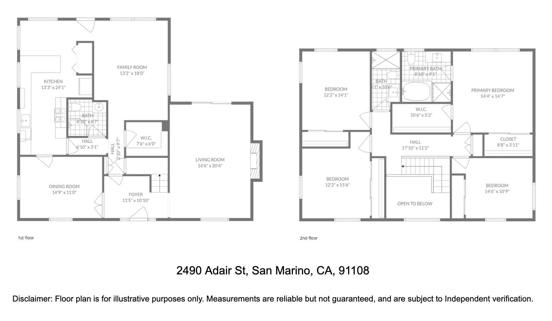 2490 Adair St floor plan — 1st and 2nd floor